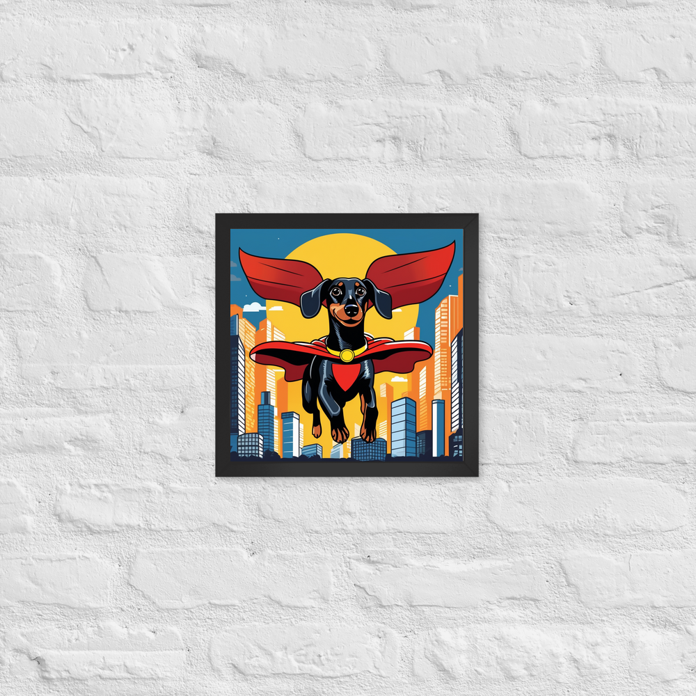 PugMug Custom Black Dachshund Framed Print