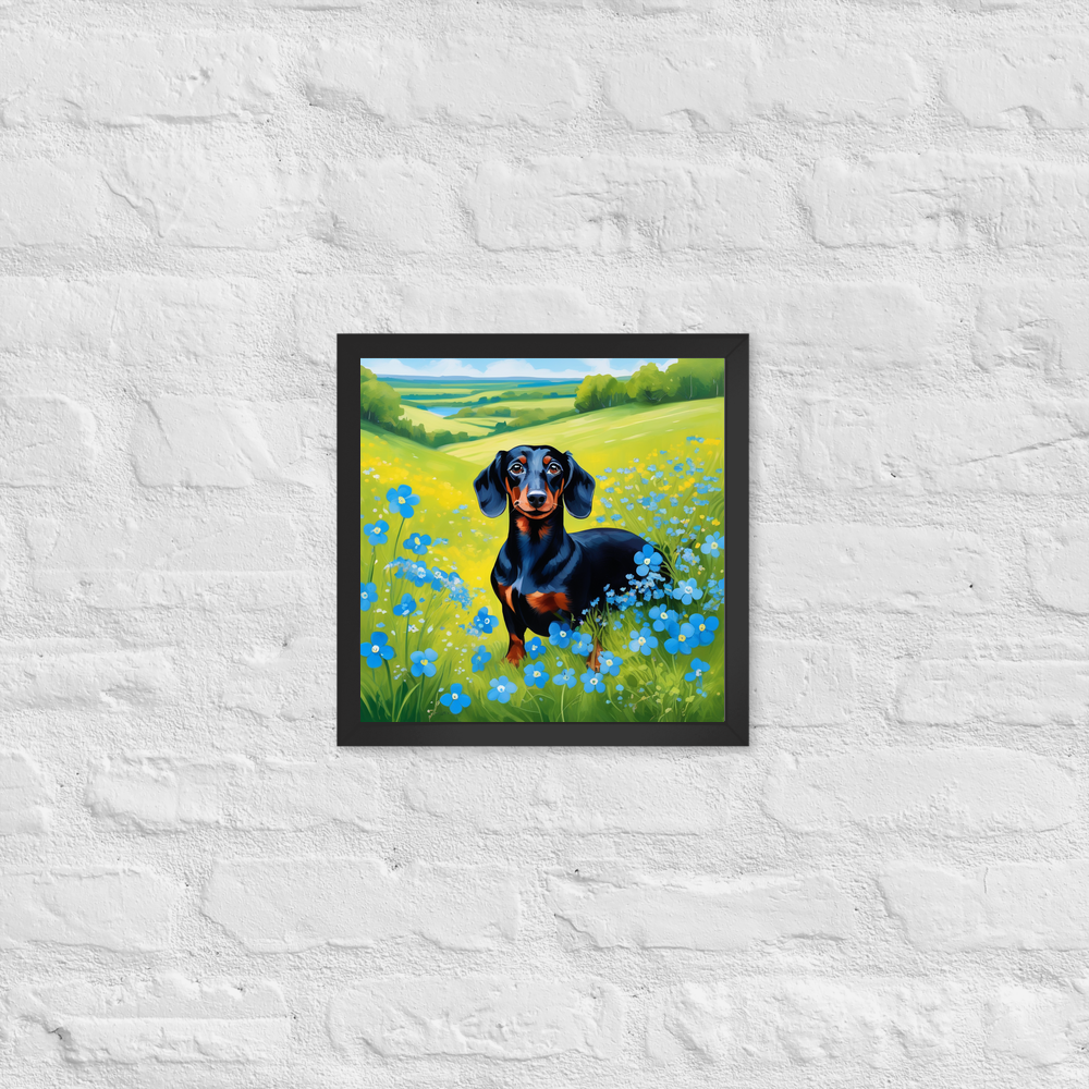 PugMug Custom Black Dachshund Framed Print