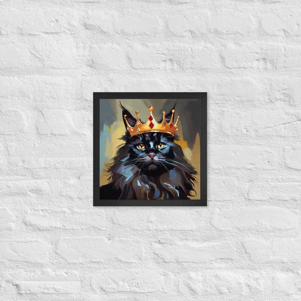 PugMug Custom Black Maine Coon Cat Framed Print