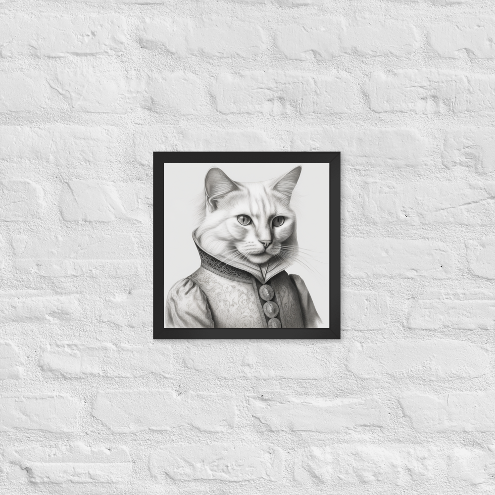 PugMug Custom White Companion Cat Framed Print