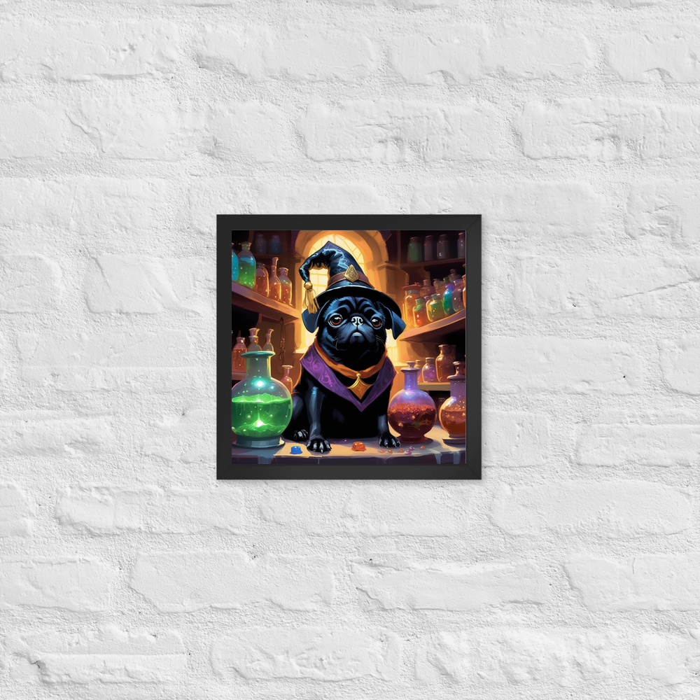 PugMug Custom Black Pug Framed Print