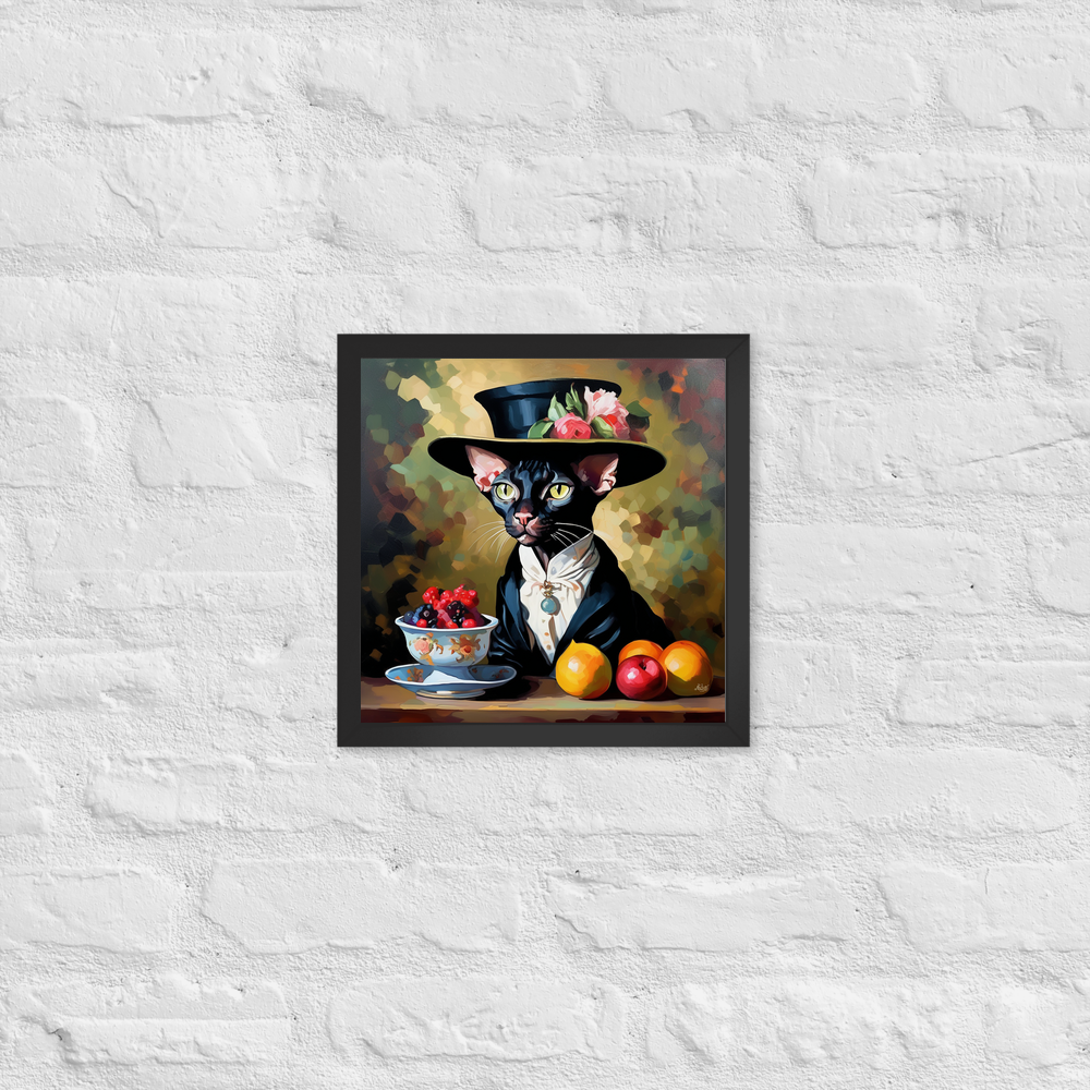 PugMug Custom Black Sphynx Cat Framed Print