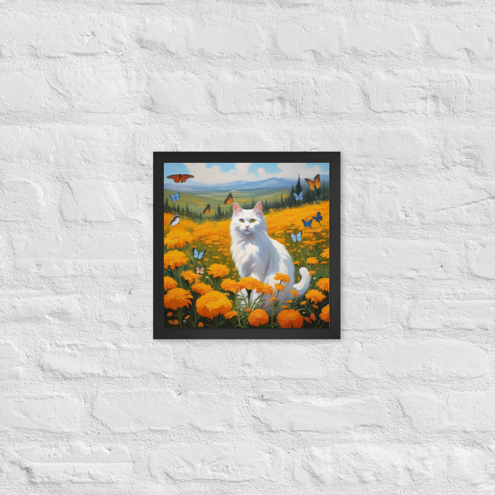 PugMug Custom White Companion Cat Framed Print