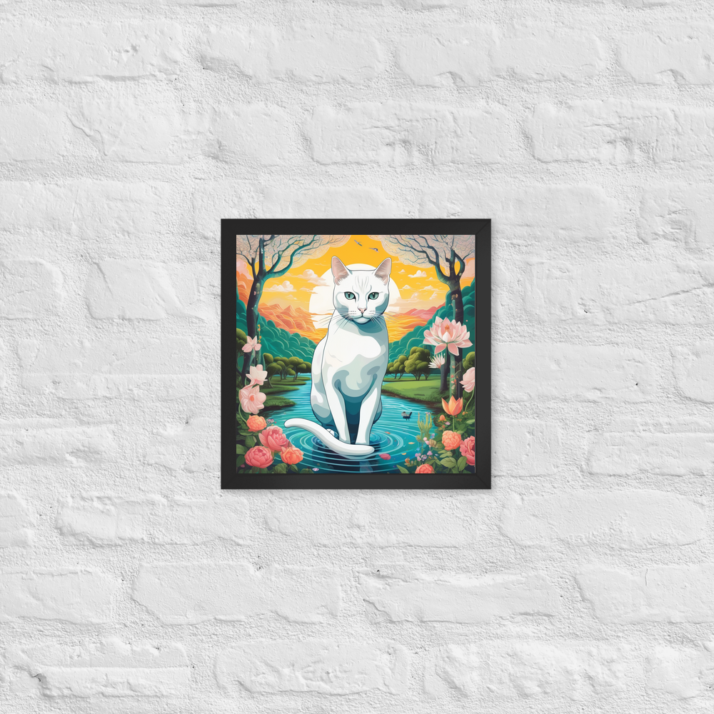 PugMug Custom White Companion Cat Framed Print