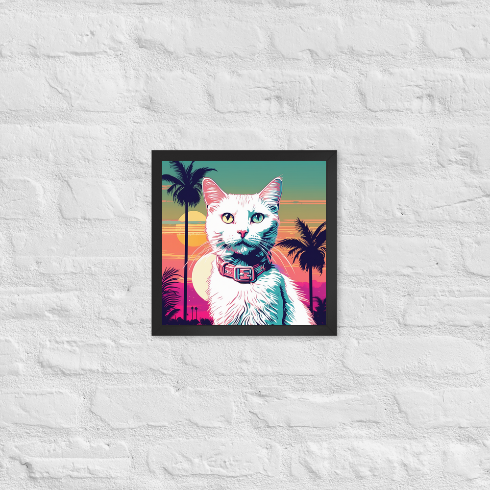 PugMug Custom White Companion Cat Framed Print