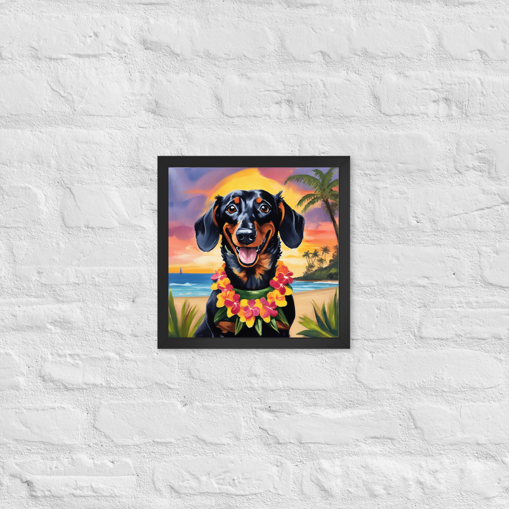 PugMug Custom Black Dachshund Framed Print