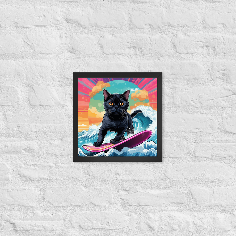 PugMug Custom Black British Shorthair Cat Framed Print