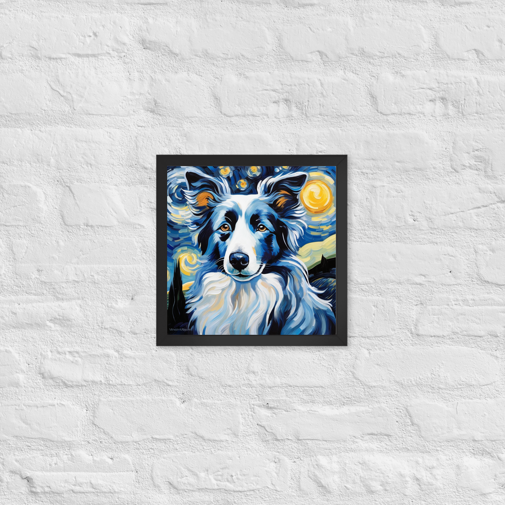PugMug Custom Blue Merle Border Collie Framed Print