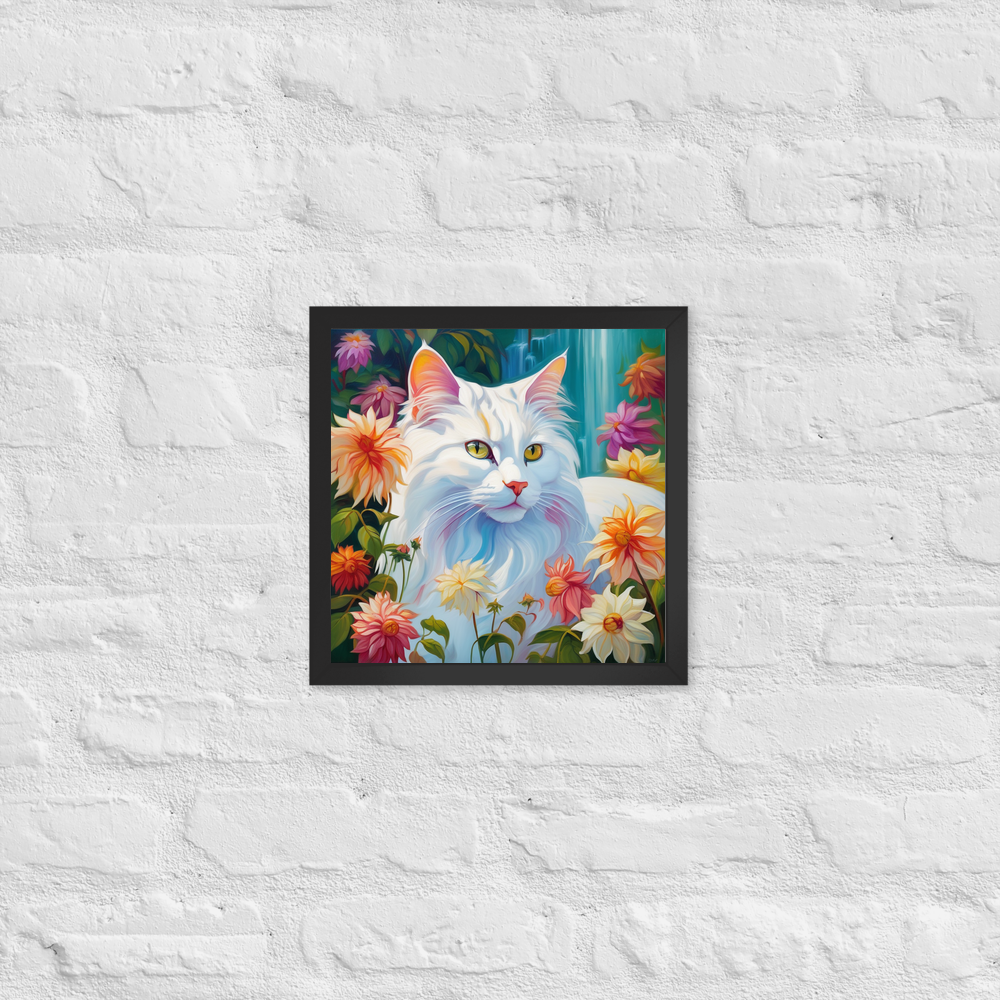 PugMug Custom White Companion Cat Framed Print