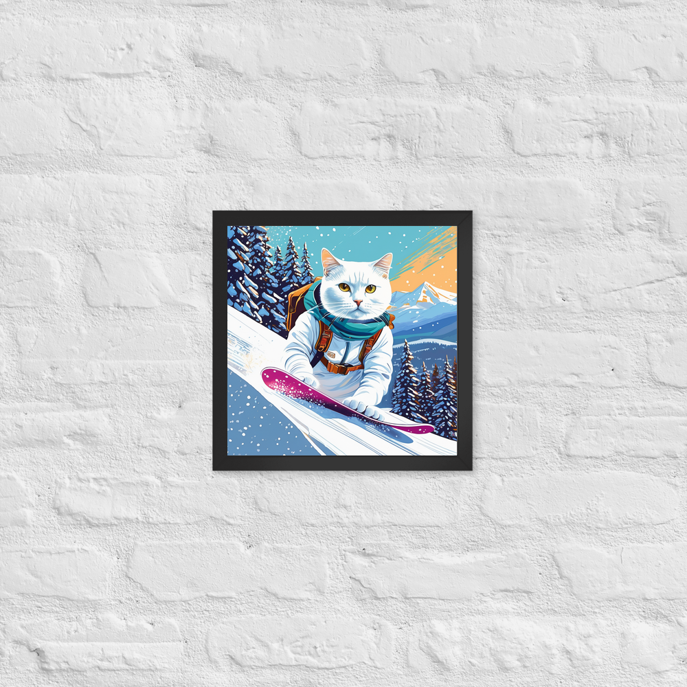 PugMug Custom White Companion Cat Framed Print