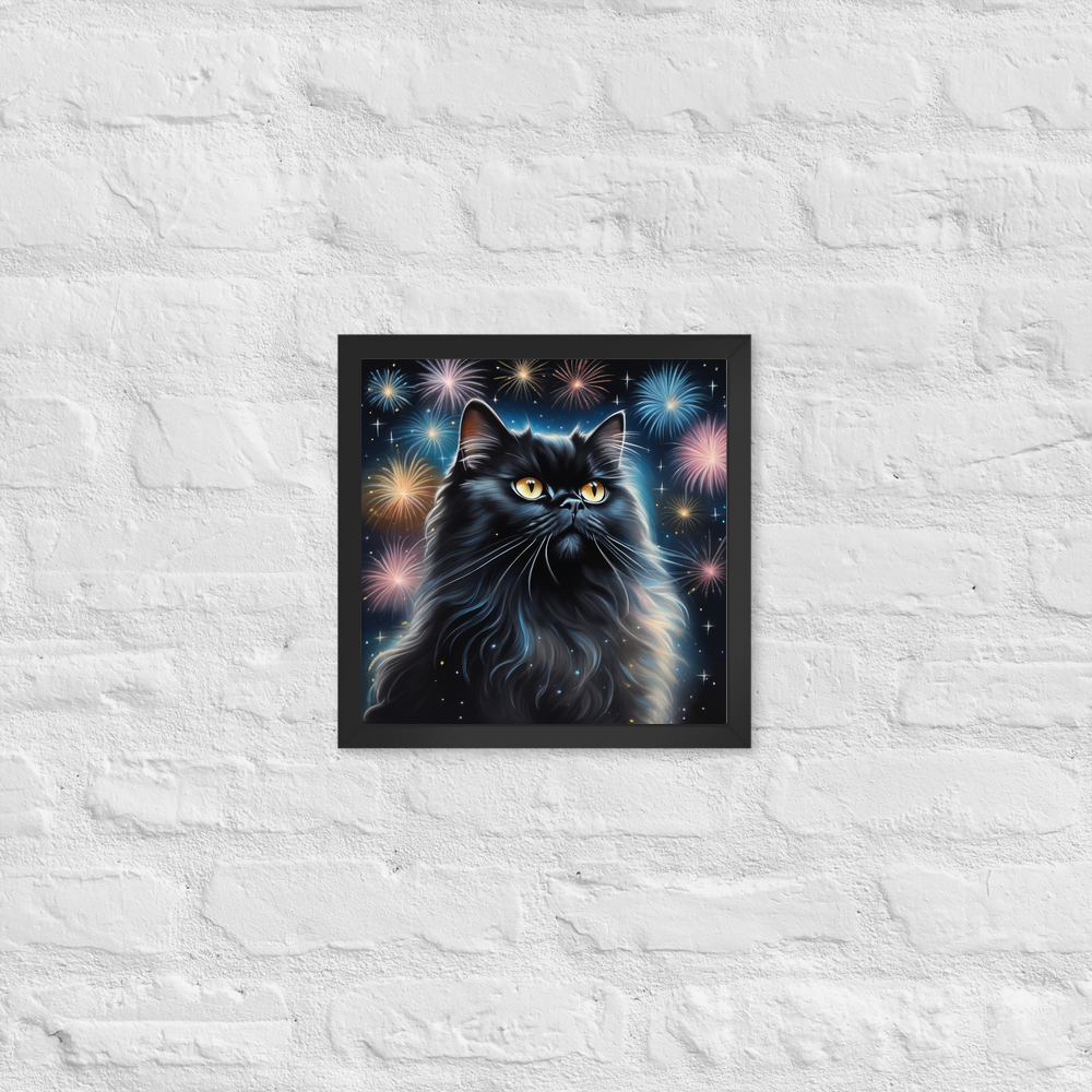 PugMug Custom Black Persian Cat Framed Print