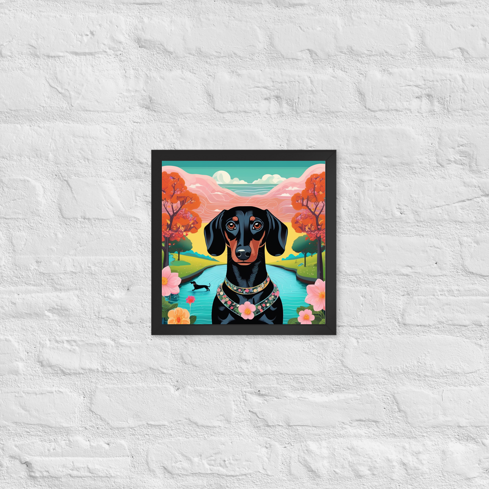 PugMug Custom Black Dachshund Framed Print