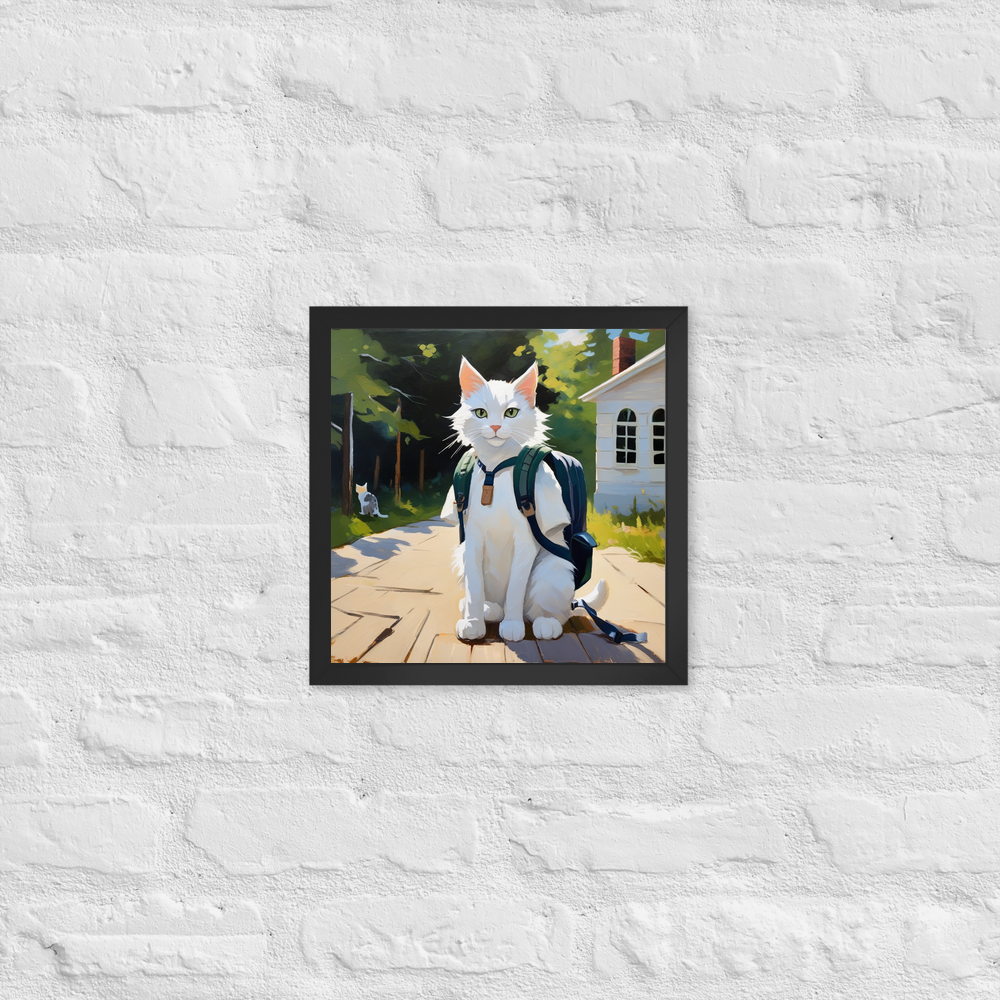 PugMug Custom White Companion Cat Framed Print