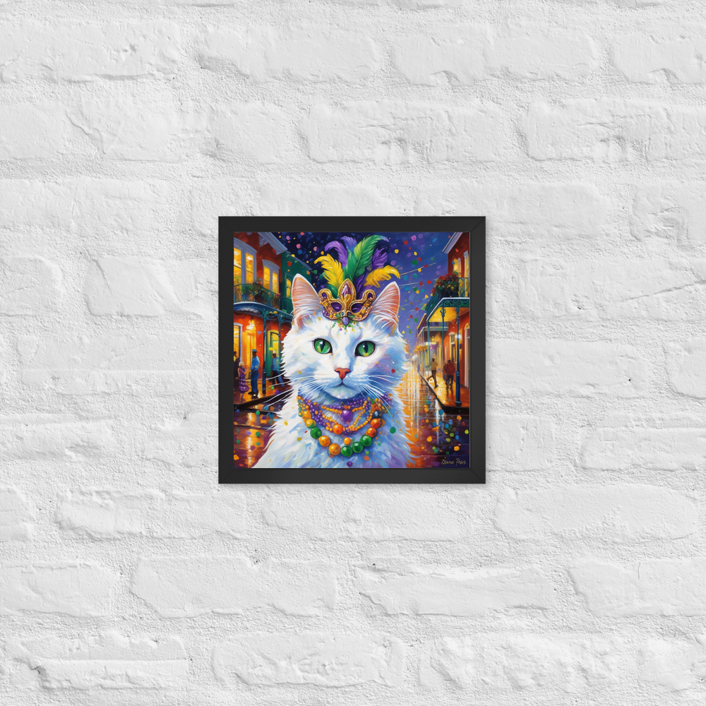 PugMug Custom White Companion Cat Framed Print