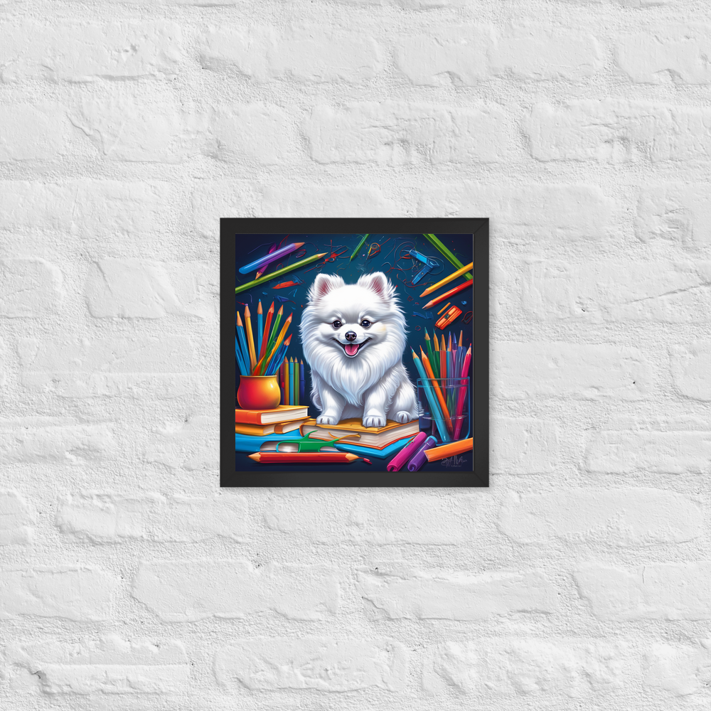 PugMug Custom White Pomeranian Framed Print