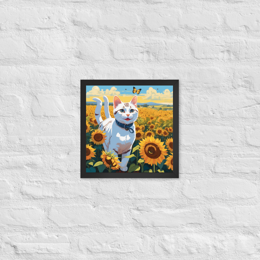 PugMug Custom White American Shorthair Cat Framed Print
