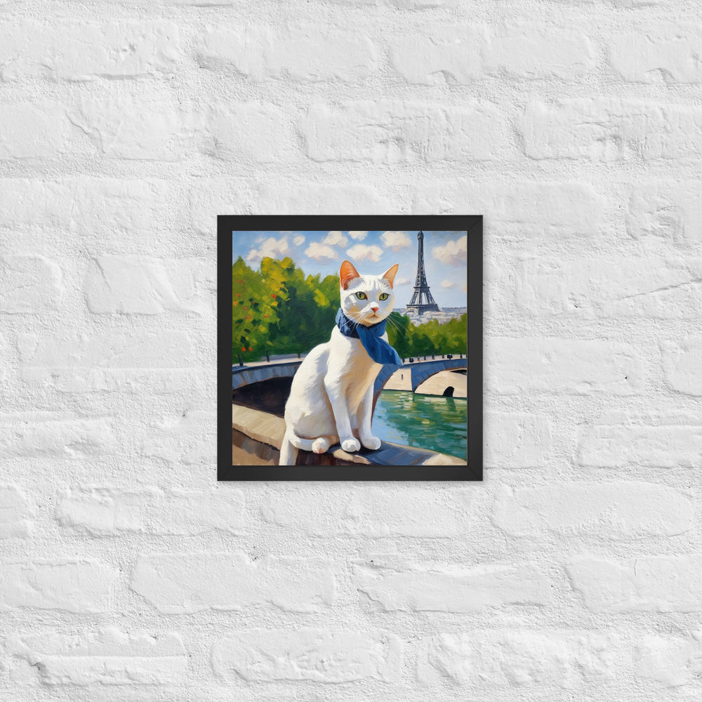 PugMug Custom White Companion Cat Framed Print