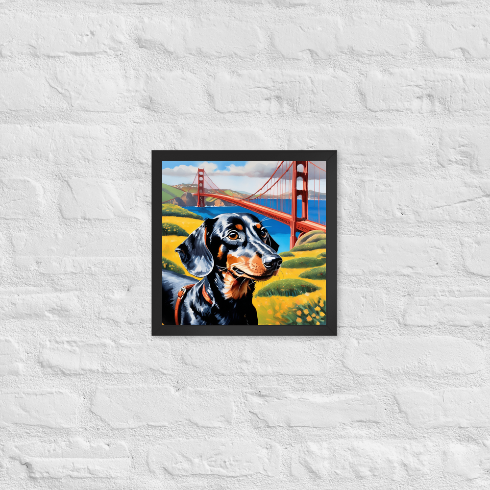 PugMug Custom Black Dachshund Framed Print