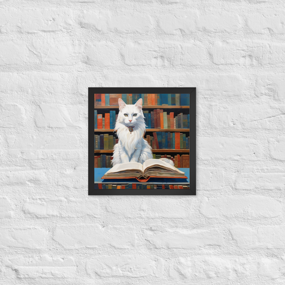 PugMug Custom White Companion Cat Framed Print