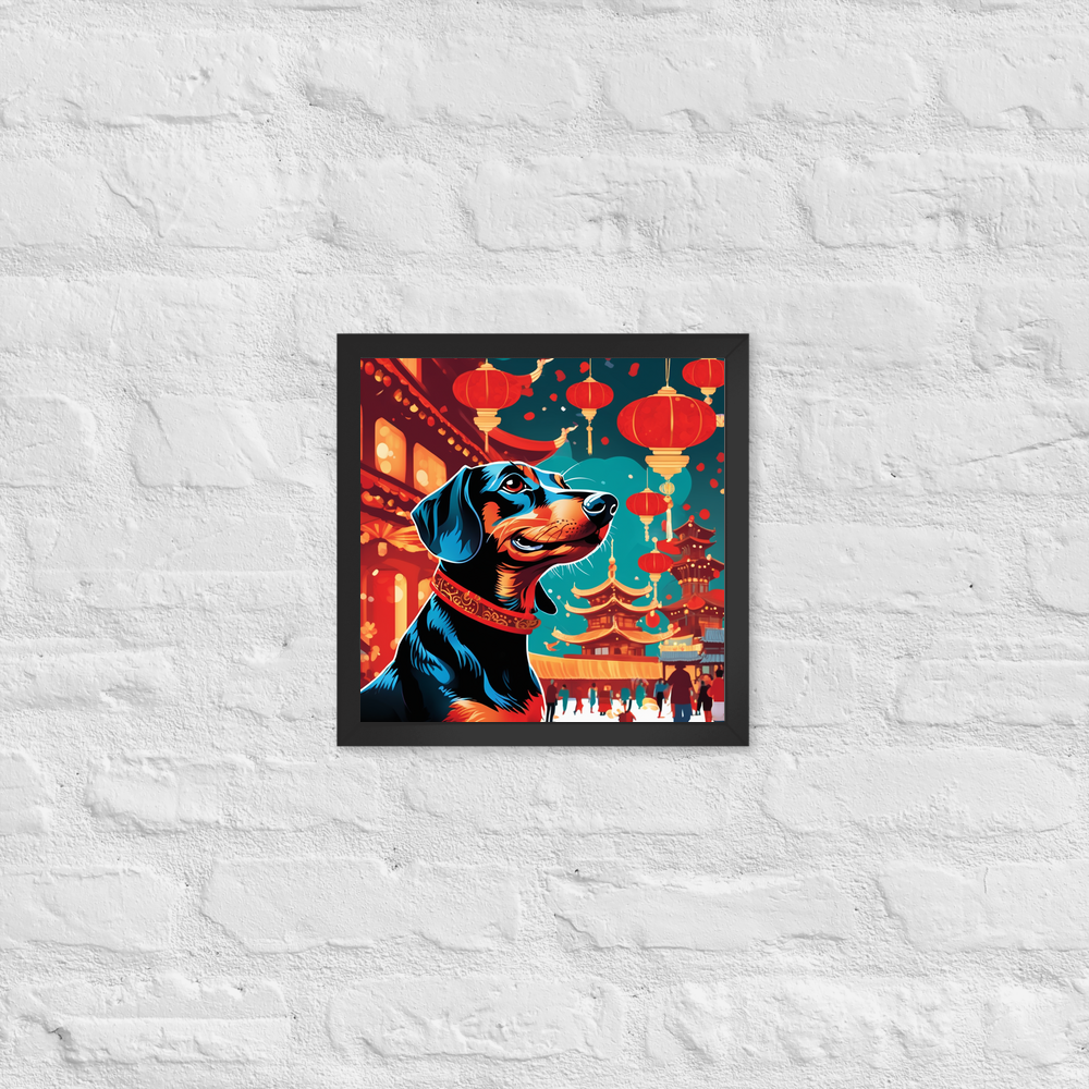 PugMug Custom Black Dachshund Framed Print