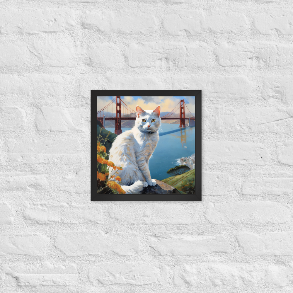 PugMug Custom White Companion Cat Framed Print