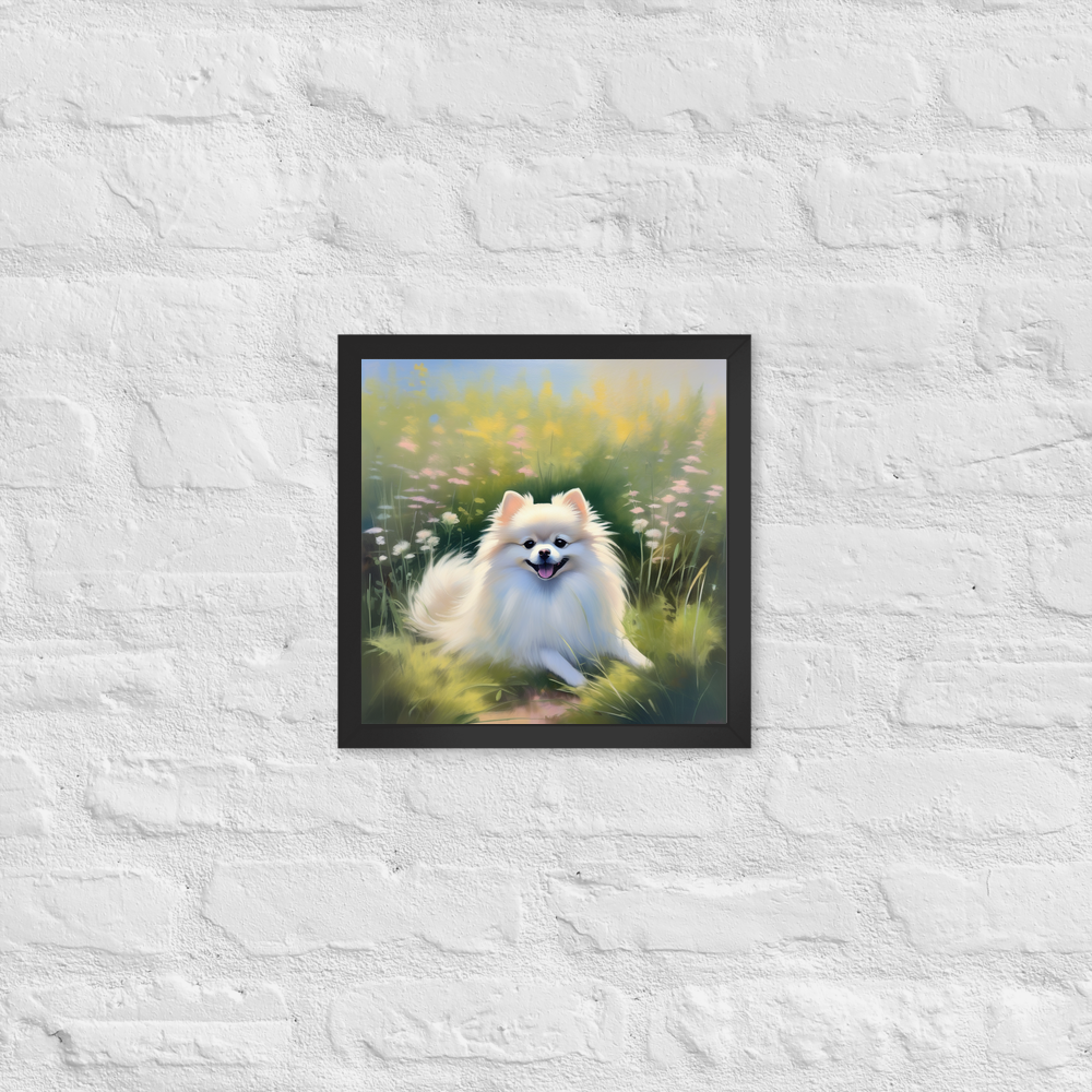 PugMug Custom White Pomeranian Framed Print