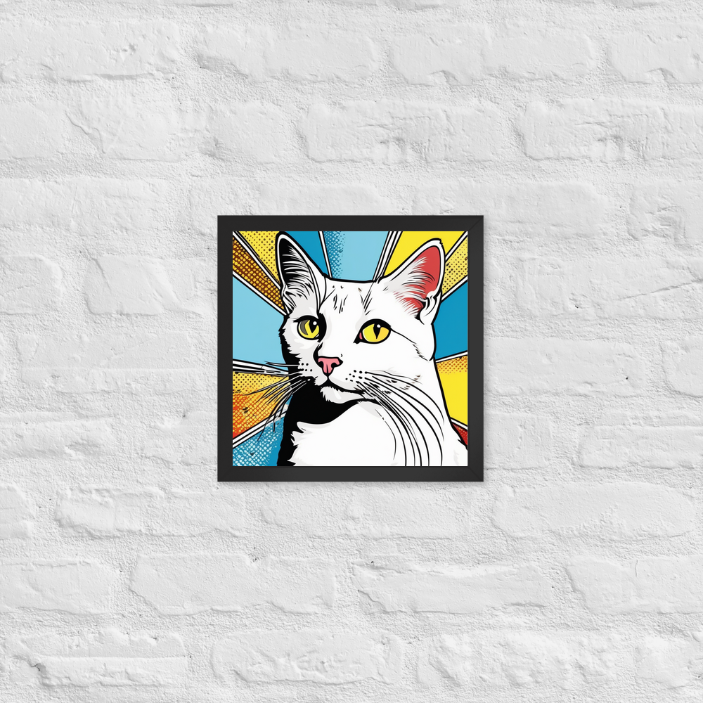 PugMug Custom White Companion Cat Framed Print