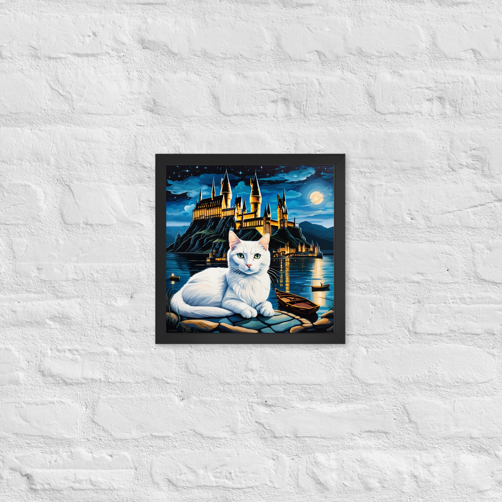 PugMug Custom White Companion Cat Framed Print