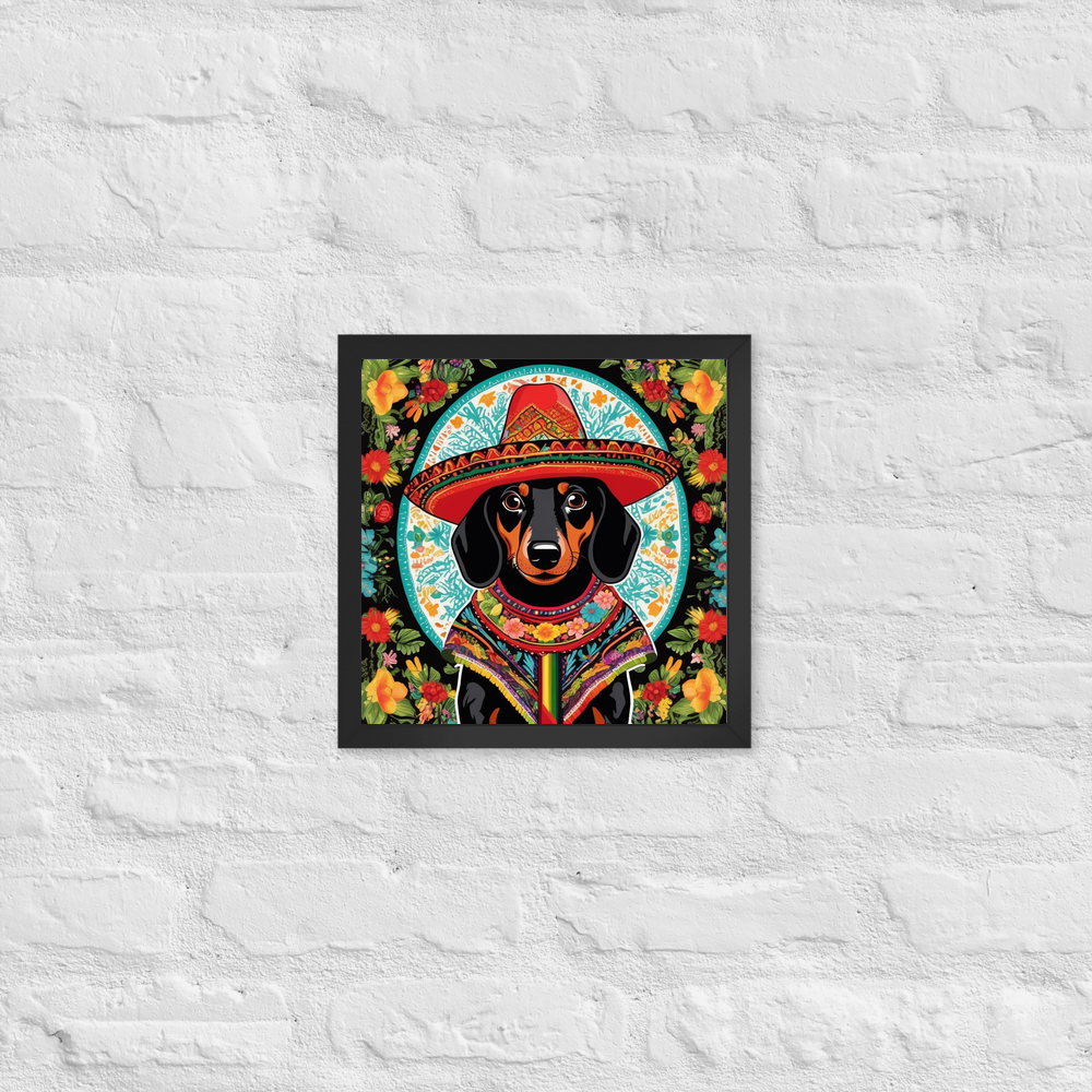 PugMug Custom Black Dachshund Framed Print