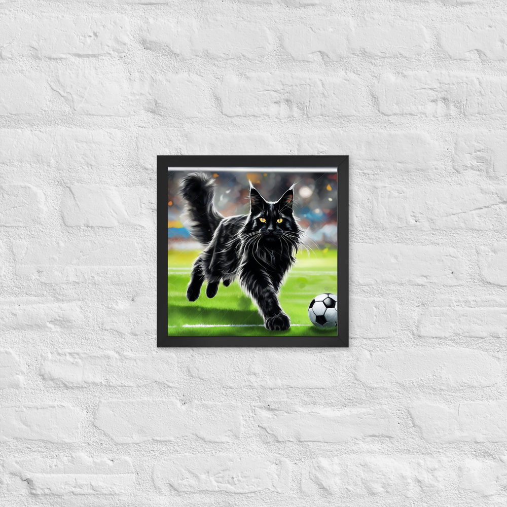 PugMug Custom Black Maine Coon Cat Framed Print