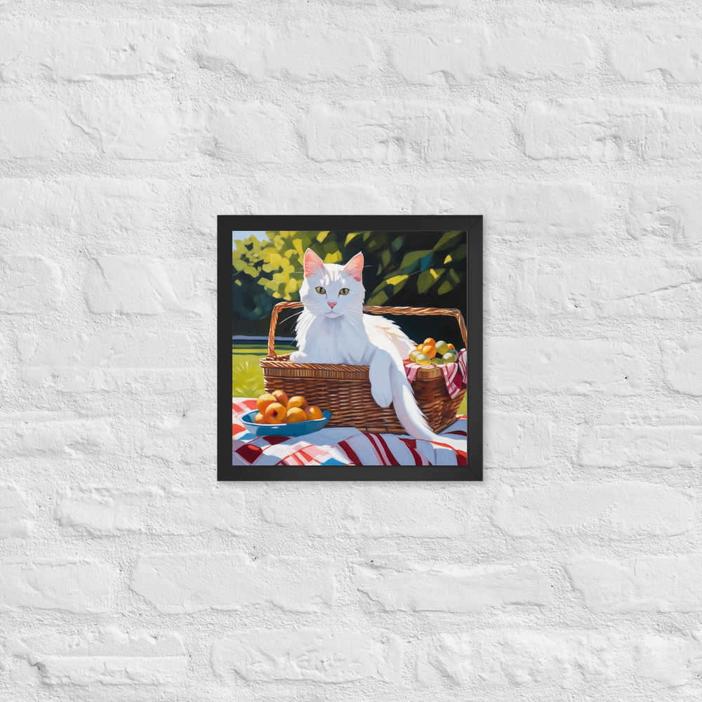 PugMug Custom White Companion Cat Framed Print