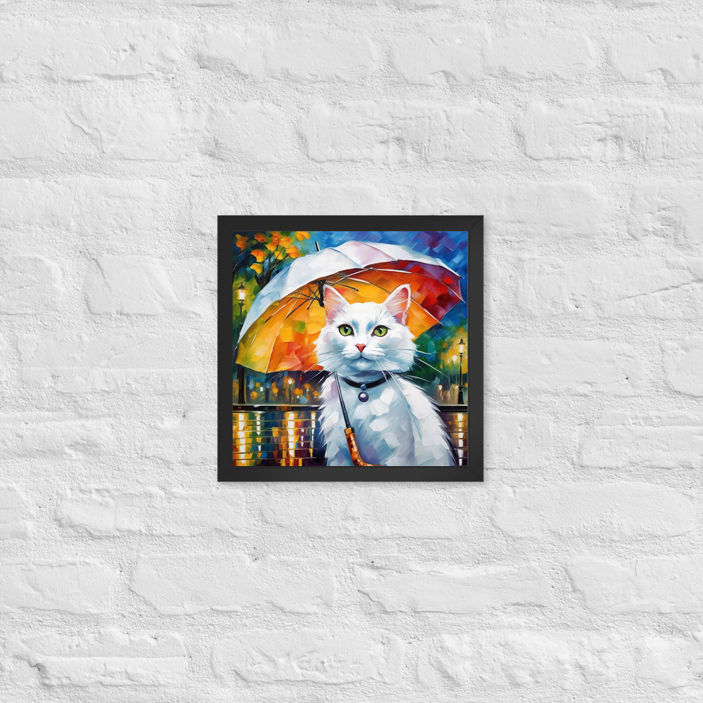 PugMug Custom White Companion Cat Framed Print