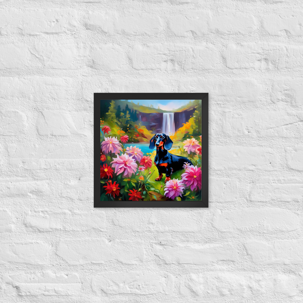 PugMug Custom Black Dachshund Framed Print