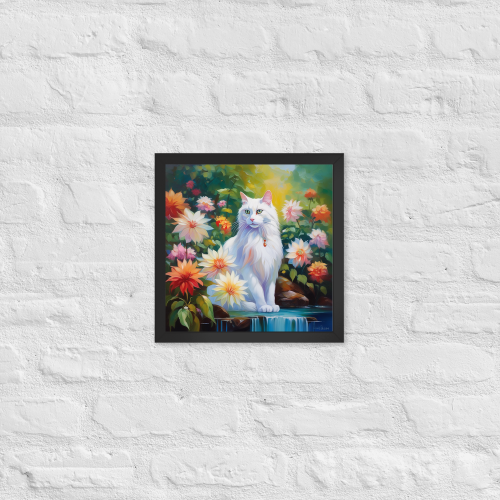 PugMug Custom White Companion Cat Framed Print