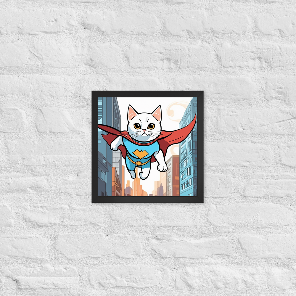 PugMug Custom White Companion Cat Framed Print
