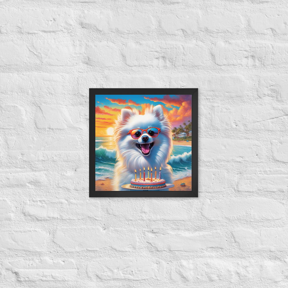 PugMug Custom White Pomeranian Framed Print