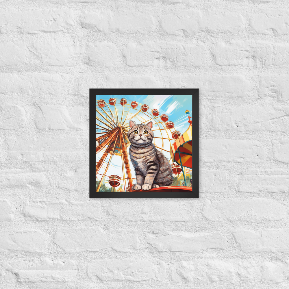 PugMug Custom Tabby Scottish Fold Cat Framed Print