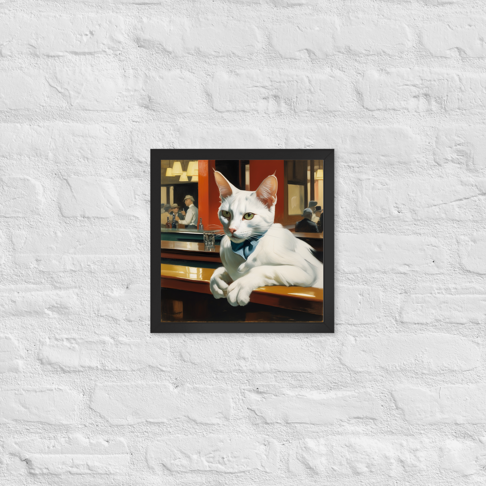 PugMug Custom White Companion Cat Framed Print