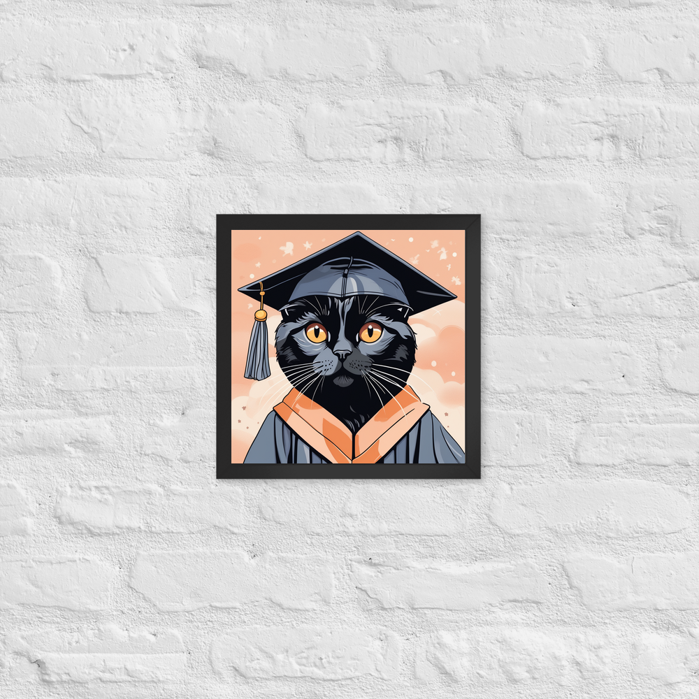 PugMug Custom Black Scottish Fold Cat Framed Print