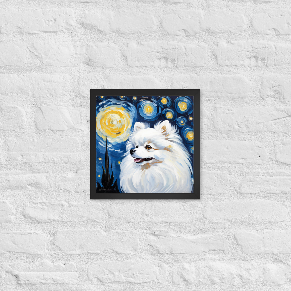 PugMug Custom White Pomeranian Framed Print