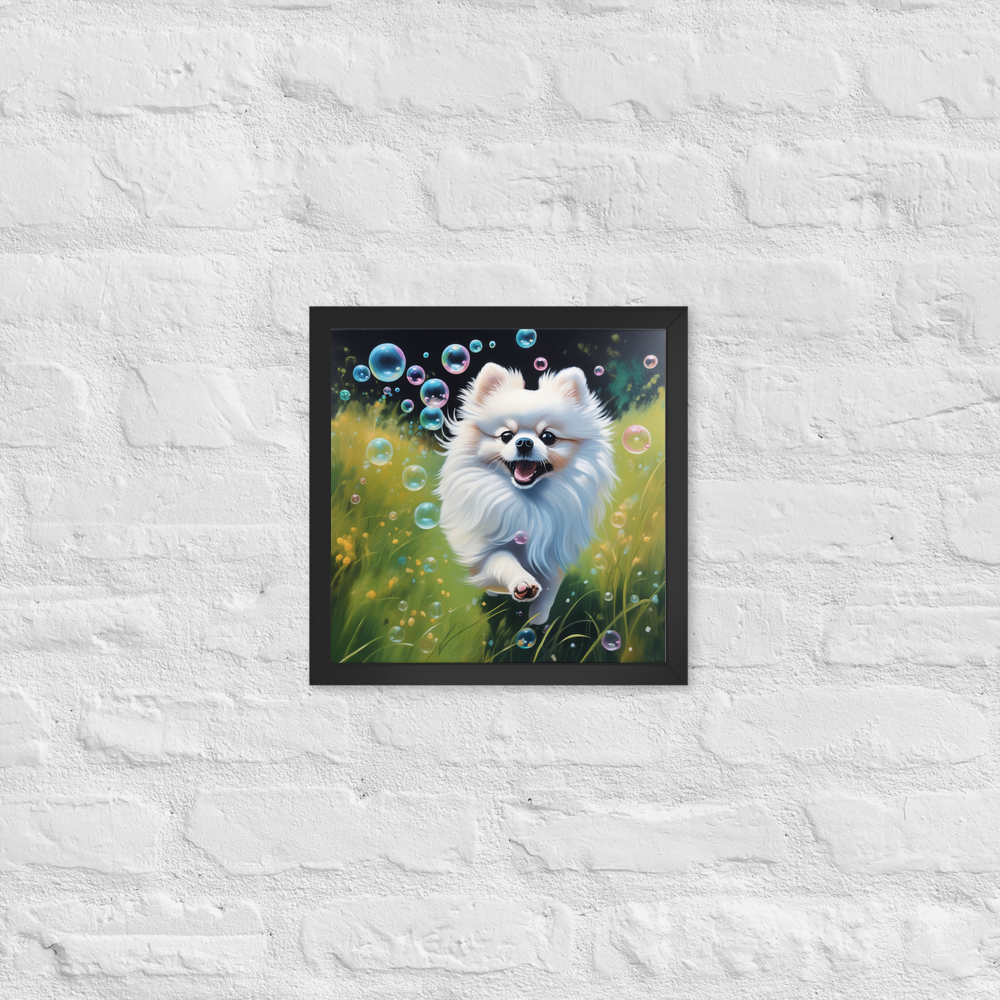 PugMug Custom White Pomeranian Framed Print