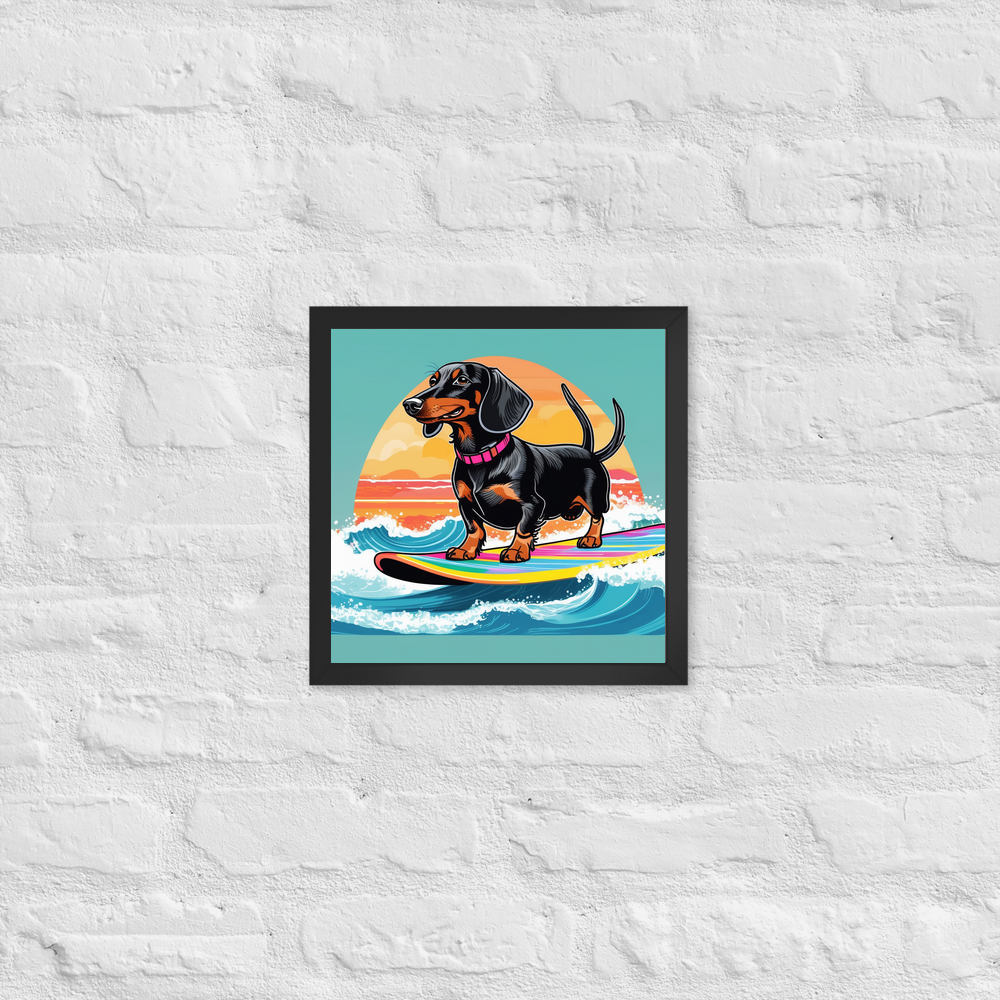 PugMug Custom Black Dachshund Framed Print