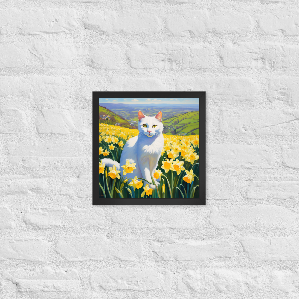 PugMug Custom White Companion Cat Framed Print