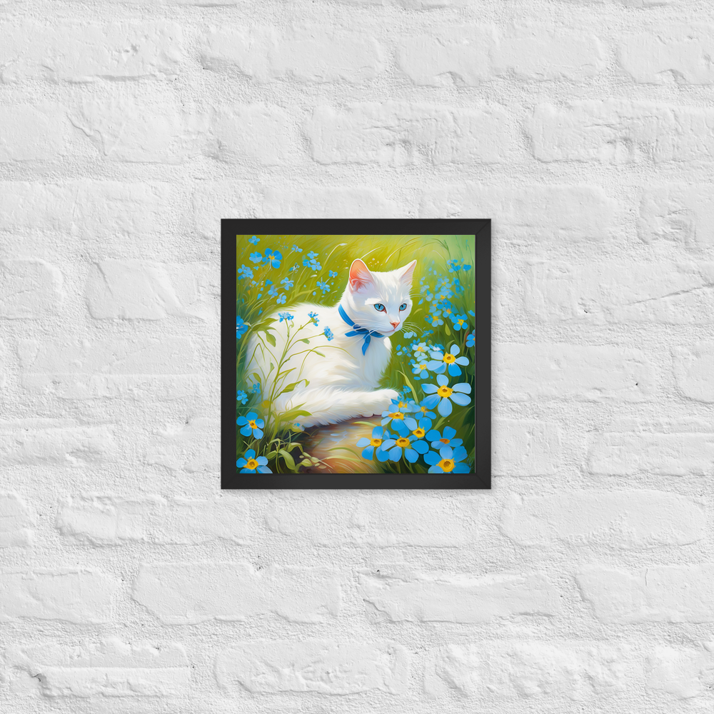 PugMug Custom White Companion Cat Framed Print