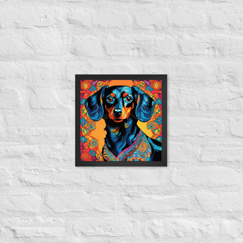 PugMug Custom Black Dachshund Framed Print