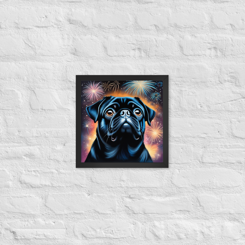 PugMug Custom Black Pug Framed Print