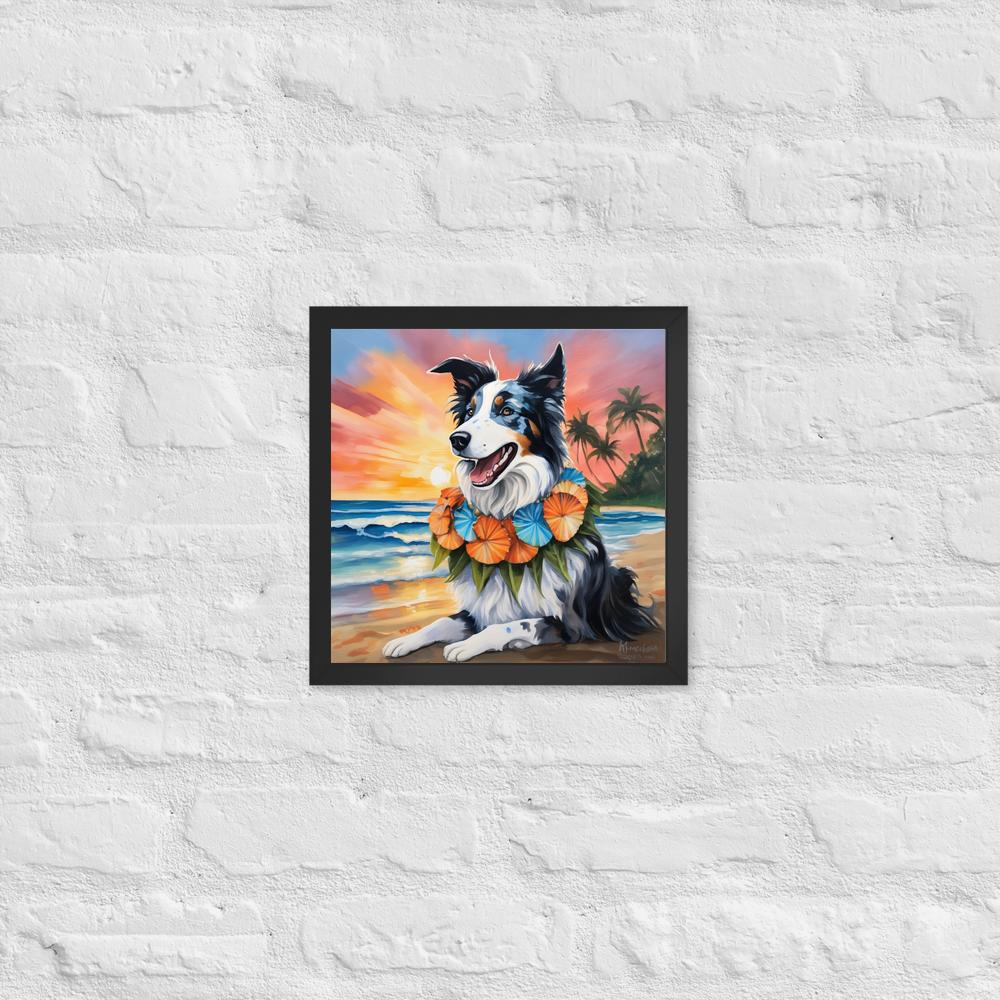 PugMug Custom Blue Merle Border Collie Framed Print