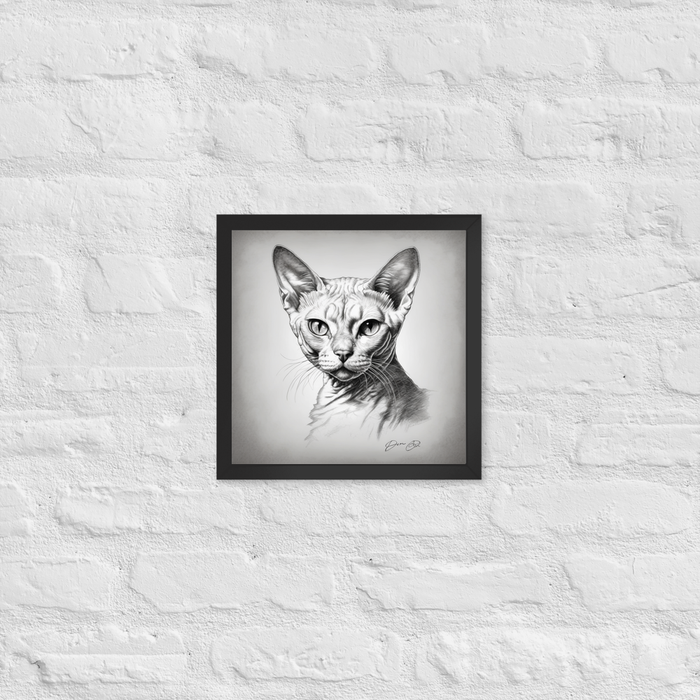 PugMug Custom White Devon Rex Cat Framed Print