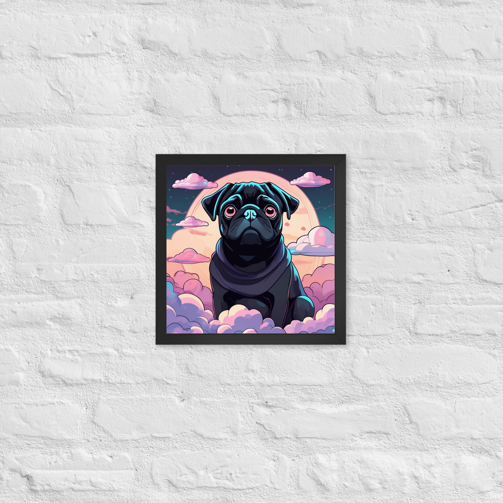 PugMug Custom Black Pug Framed Print