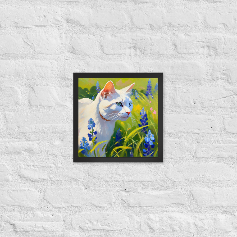 PugMug Custom White Companion Cat Framed Print